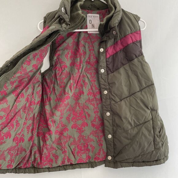 OLD NAVY‎ Retro Gorpcore Y2K Puffer  Vest Army Green Brown Pink Outdoor Large - Picture 5 of 12